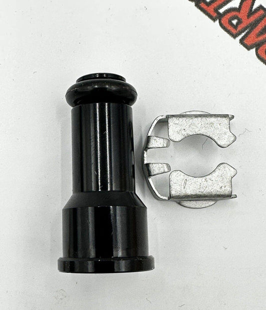 TRC Fuel Injector Adapter Top Hat w/ Filter Tall Black 14mm Extension